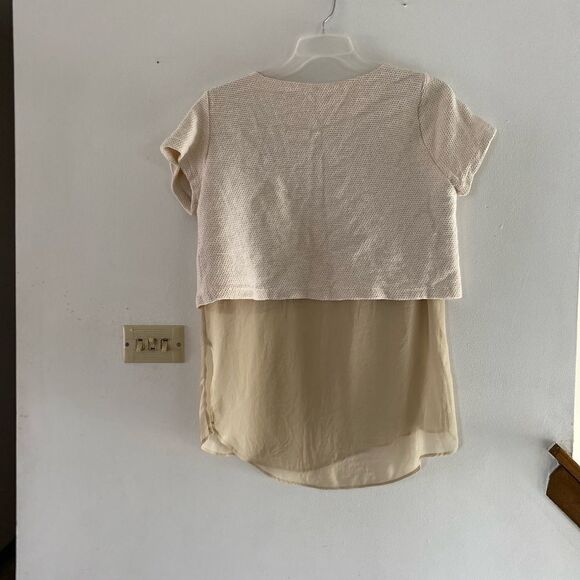 Zara sheer underlay cream short sleeve top size L - Picture 12 of 12